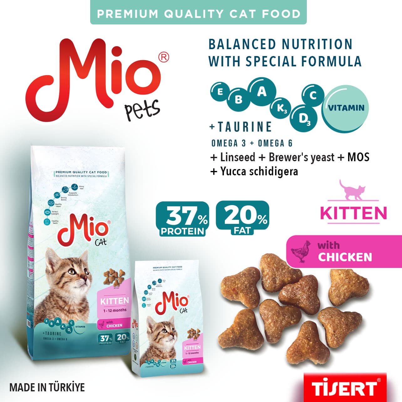 YAVRU KEDİLER İÇİN FORMÜLE EDİLMİŞ TAM VE DENGELİ TAVUKLU KEDİ MAMASI