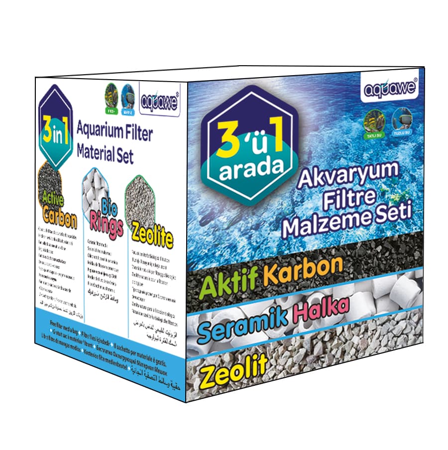 Aquawe - 3 in 1 Akvaryum Filtre Malzeme Seti